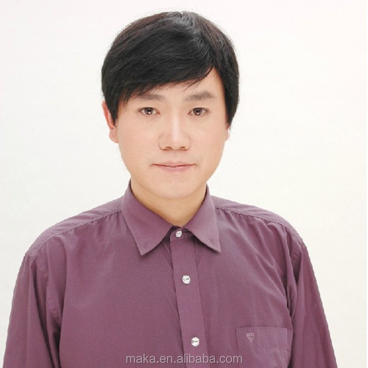 100% Human Natural Hair Wig for Men Short Full Human Hair Wig for Mid Adult Men