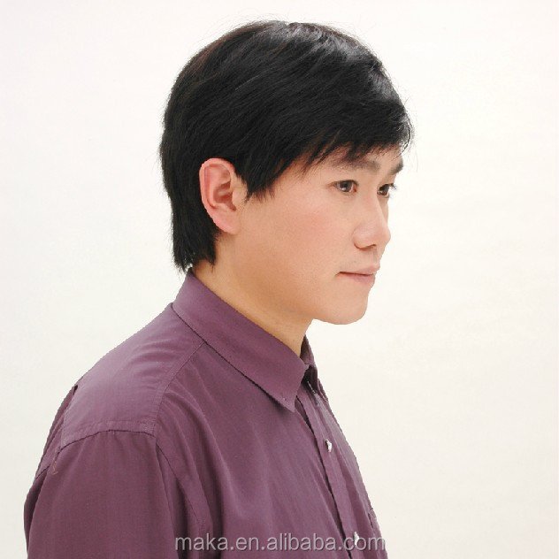100% Human Natural Hair Wig for Men Short Full Human Hair Wig for Mid Adult Men