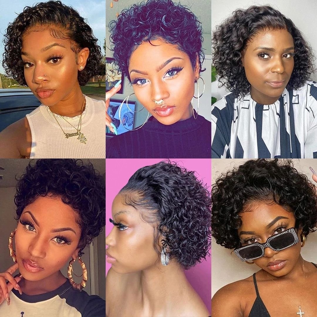 Pixie Cut Curly Human Hair Wigs For Black Women Short Bob Wigs Raw Brazilian Human Hair Swiss Lace Front Wigs Vendor Human Hair