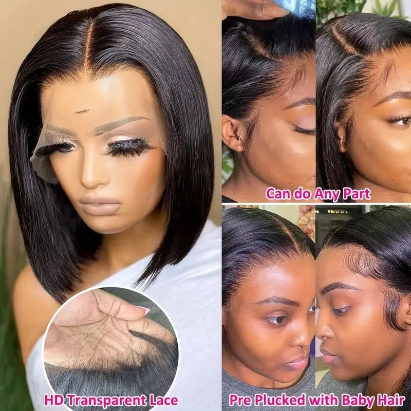 Bone Straight Human Hair Short Bob Wigs Human Hair Lace Front Hd Lace Frontal Wigs Raw Brazilian Human Hair Wigs For Black Women