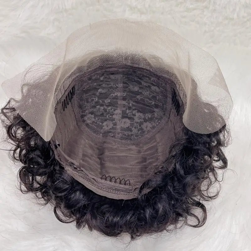 13X1 Short Curly Pixie Cut Wig Human Hair Brazilian Remy Human Hair Wig Machine Made for Black Women Short Layered None Lace Wig