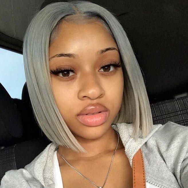 grey 100% human hair wigs suppliers customize adhesive glue silver gray colored straight short bob lace front wigs