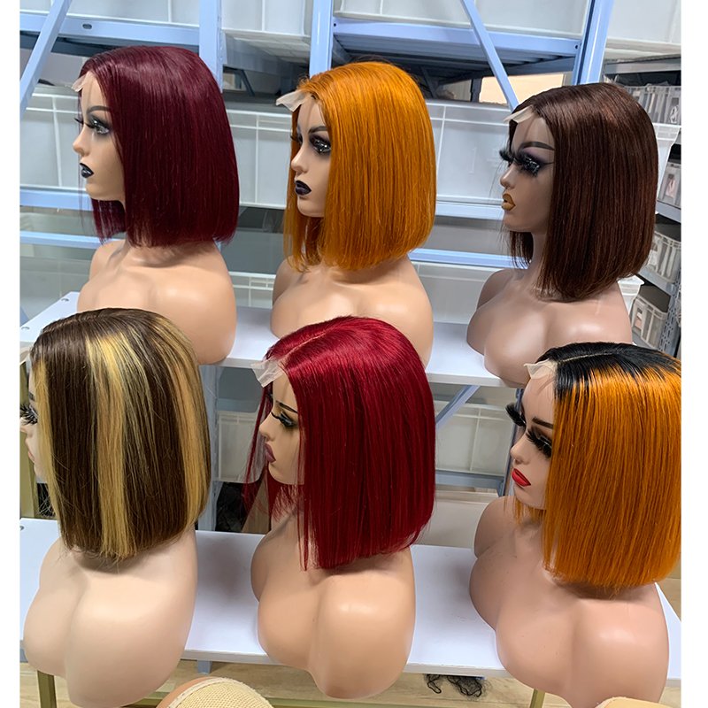 Virgin Cuticle Aligned Hair Double Drawn Straight Bob Wig with 2*6 Kim Closure 100% Human Hair Lace Front Wigs for Black Women