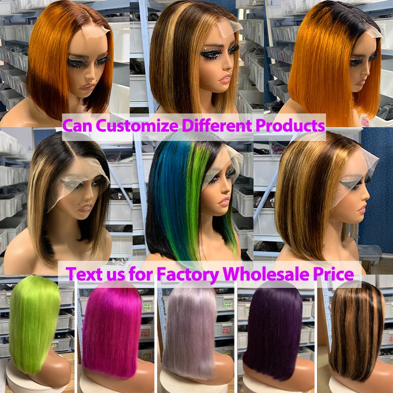 Virgin Cuticle Aligned Hair Double Drawn Straight Bob Wig with 2*6 Kim Closure 100% Human Hair Lace Front Wigs for Black Women
