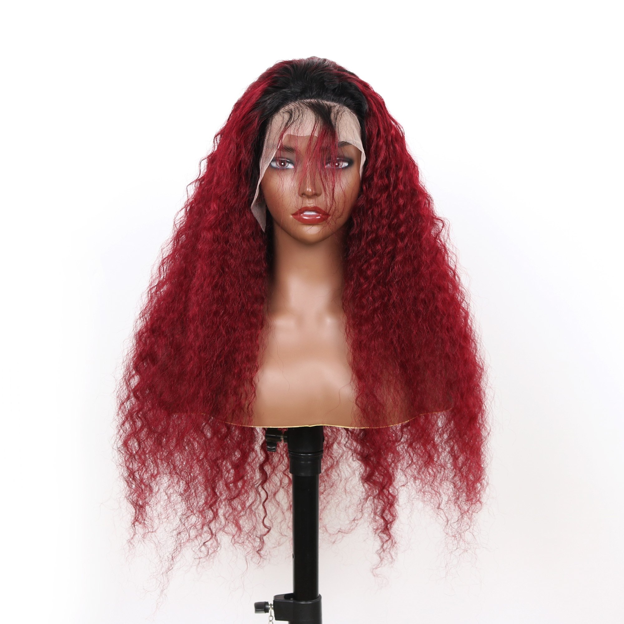 Ready to Ship1B/99J Ombre Color deep wave human hair wig 13x4 frontal transparent lace 180% density 18inch-30inch