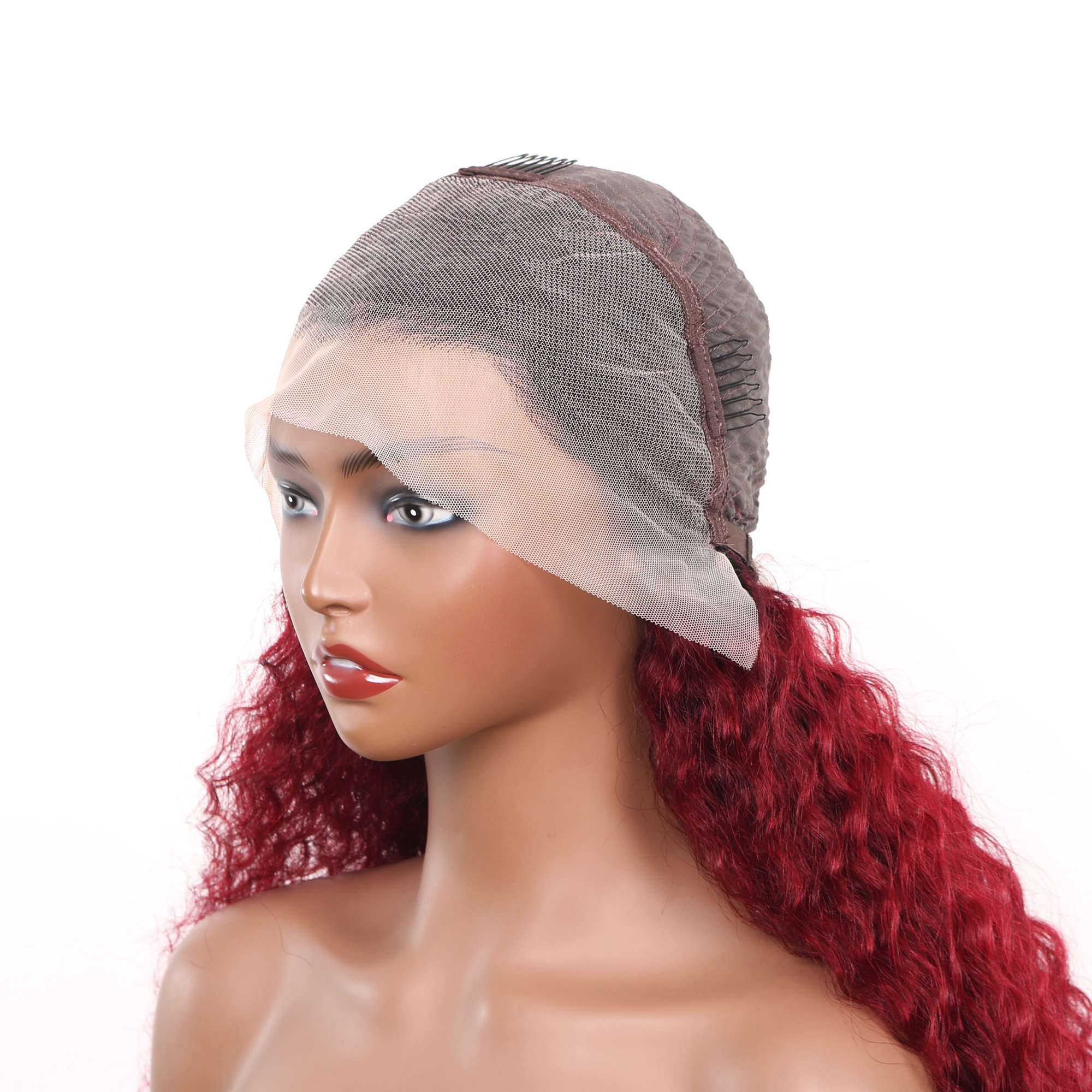 Ready to Ship1B/99J Ombre Color deep wave human hair wig 13x4 frontal transparent lace 180% density 18inch-30inch