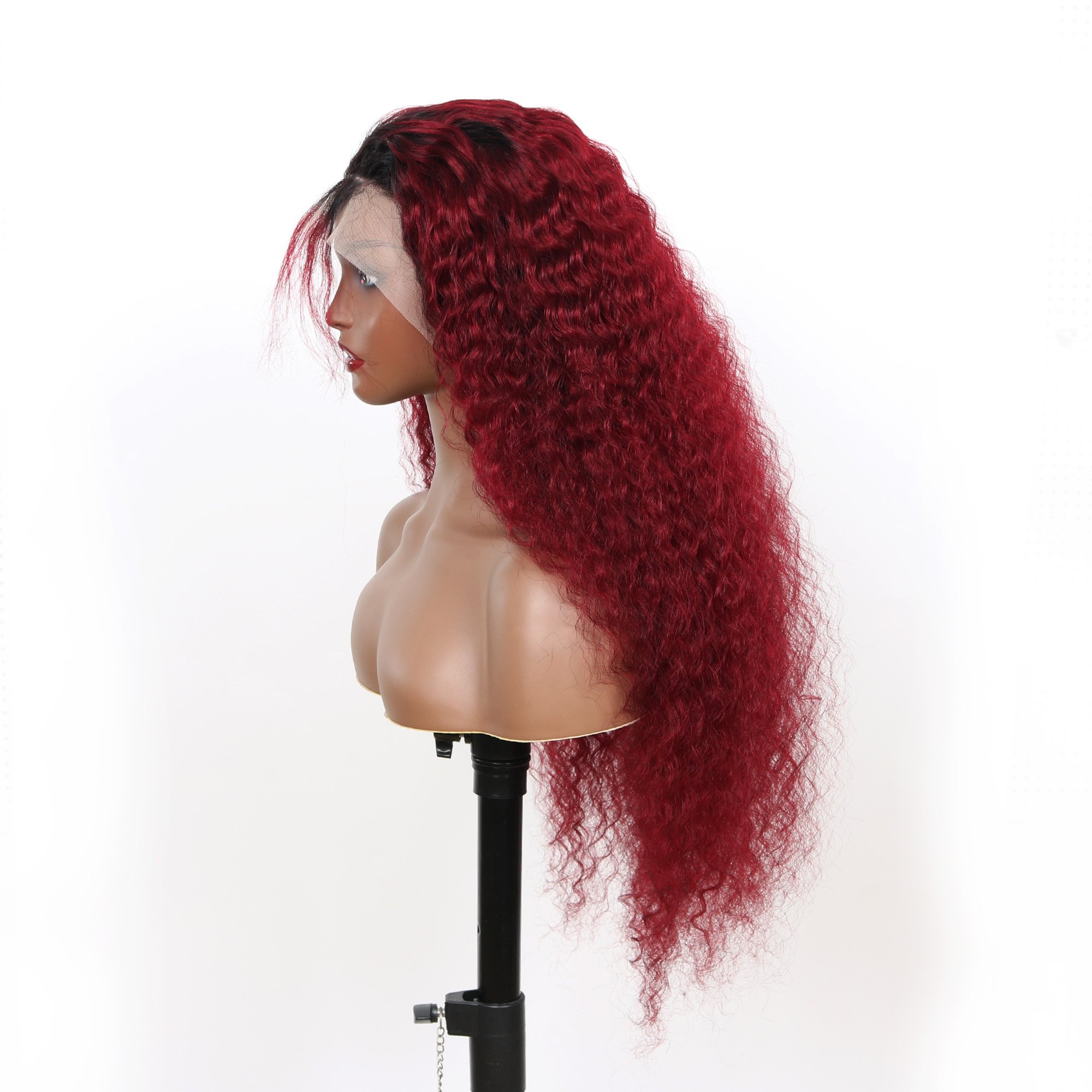 Ready to Ship1B/99J Ombre Color deep wave human hair wig 13x4 frontal transparent lace 180% density 18inch-30inch