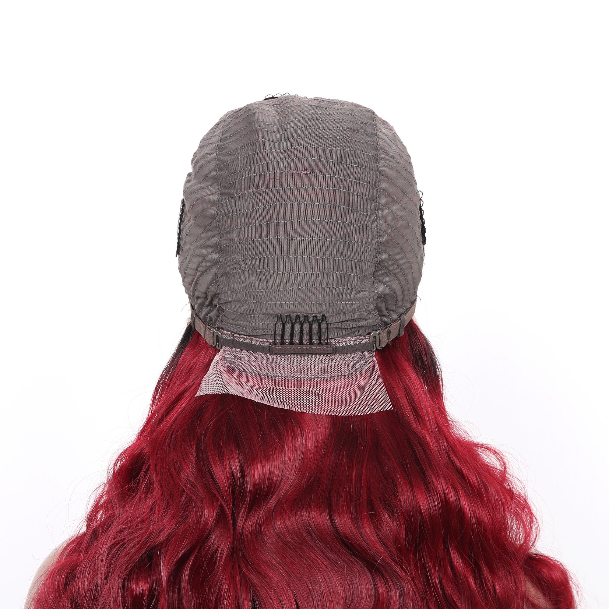 Ready to Ship1B/99J Ombre Color deep wave human hair wig 13x4 frontal transparent lace 180% density 18inch-30inch