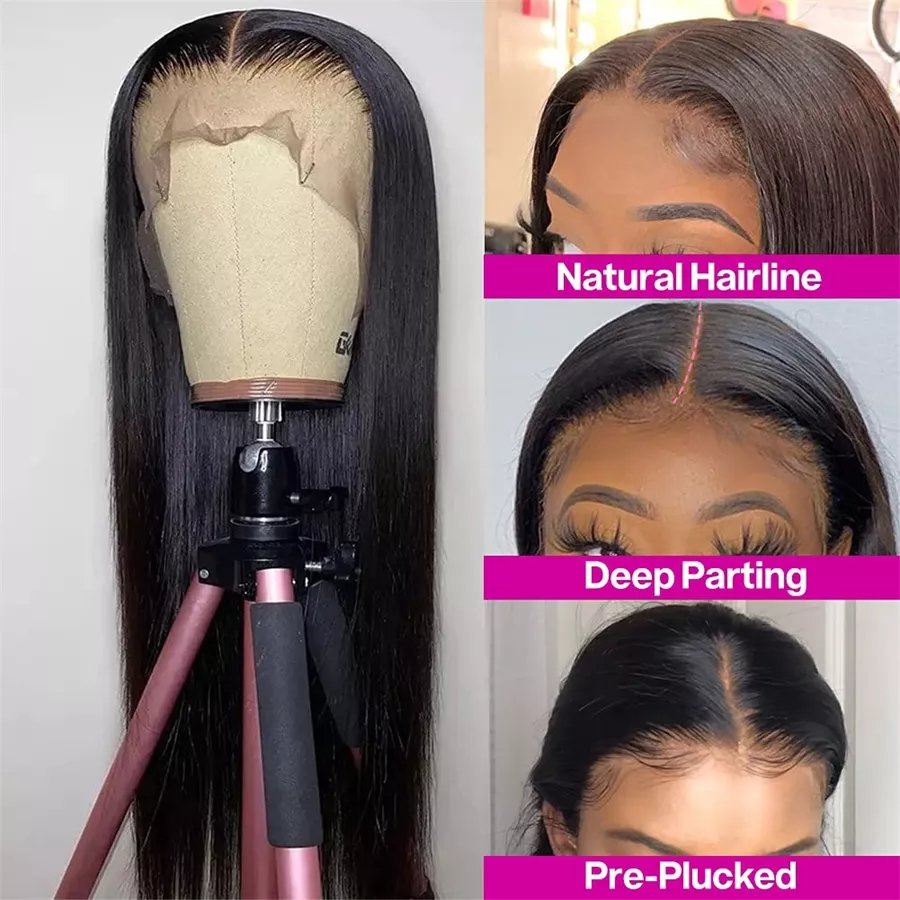 Ready to Ship Brazilian Virgin Human Hair Straight 13x6 Transparent Lace Frontal Wig Vendors Wholesale Straight Human Hair Wigs