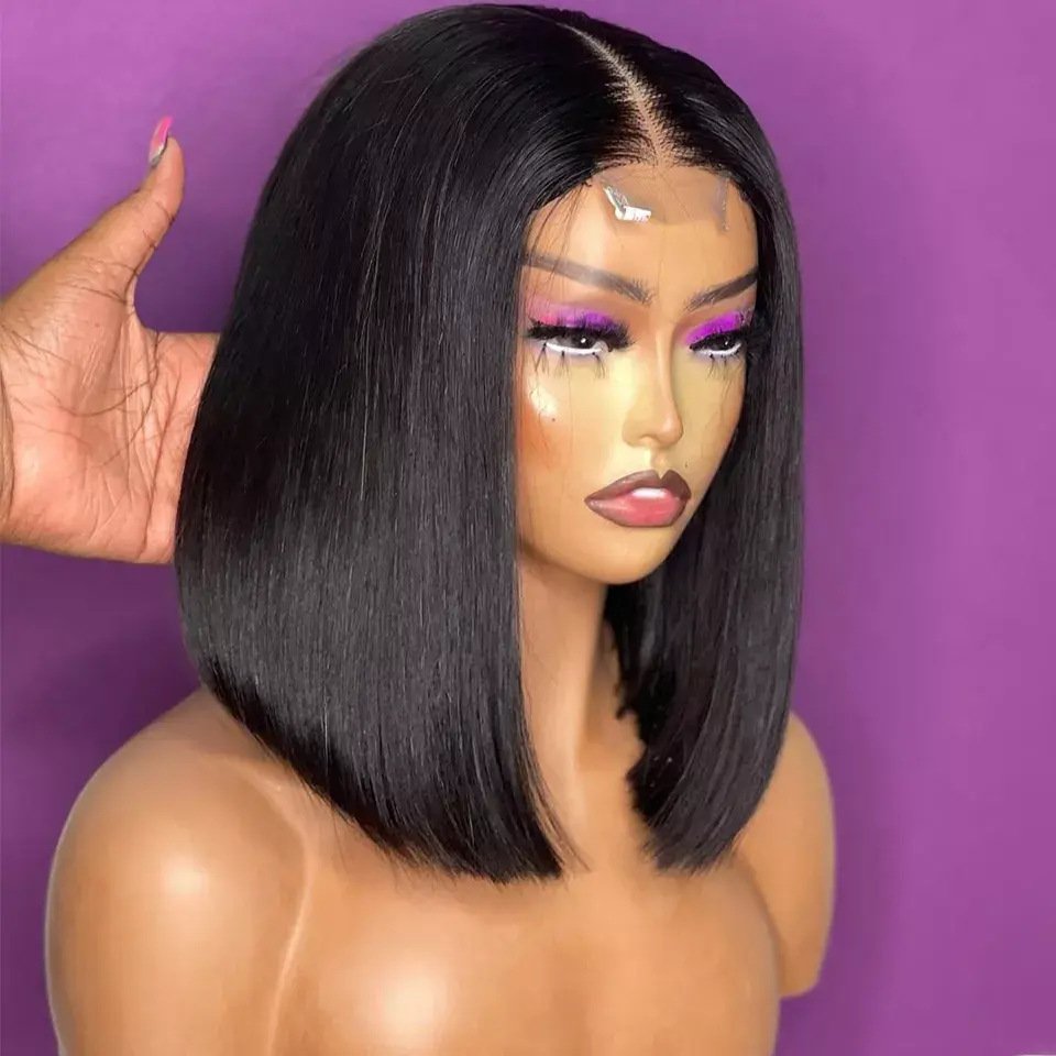 preplucked human hair wig kim k closure wig 2X6 Closure bob wig