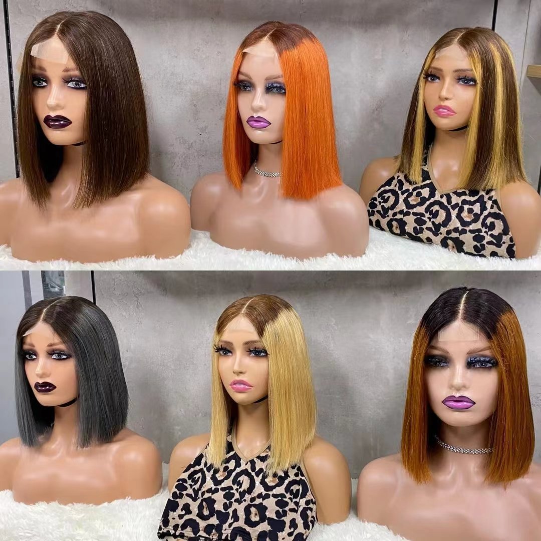 preplucked human hair wig kim k closure wig 2X6 Closure bob wig