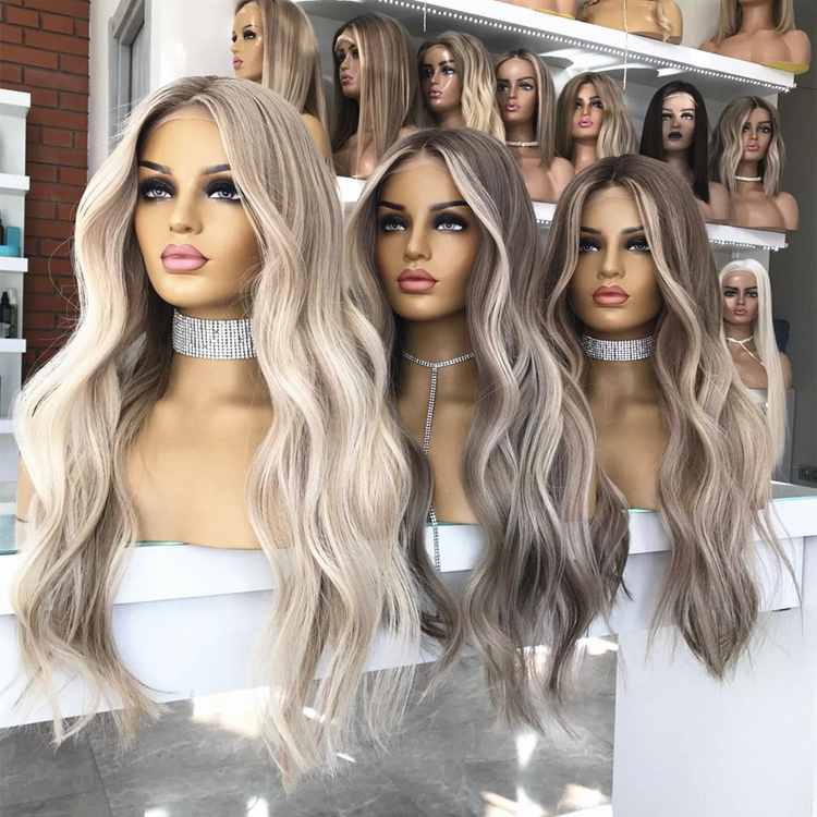 Custom Ash Blonde Lace Frontal Human Hair Wigs Pre Plucked Raw Virgin Hair Gluesless Body Wave Lace Closure Wigs for Woman