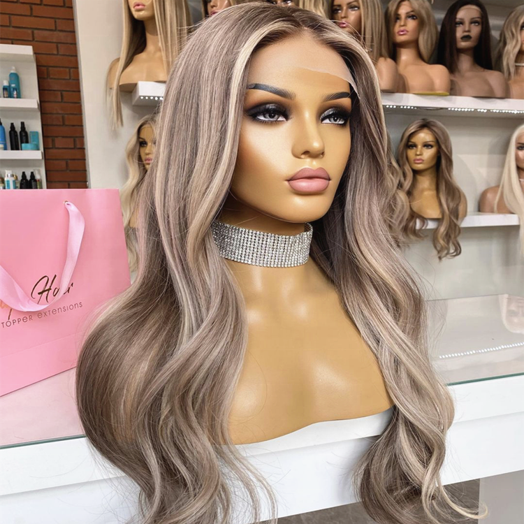 Custom Ash Blonde Lace Frontal Human Hair Wigs Pre Plucked Raw Virgin Hair Gluesless Body Wave Lace Closure Wigs for Woman