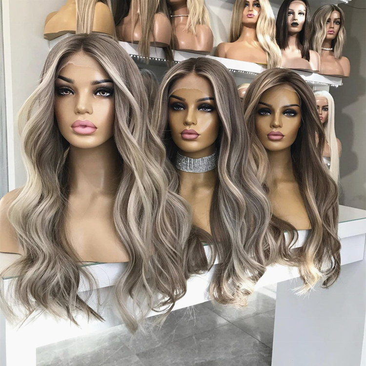 Custom Ash Blonde Lace Frontal Human Hair Wigs Pre Plucked Raw Virgin Hair Gluesless Body Wave Lace Closure Wigs for Woman