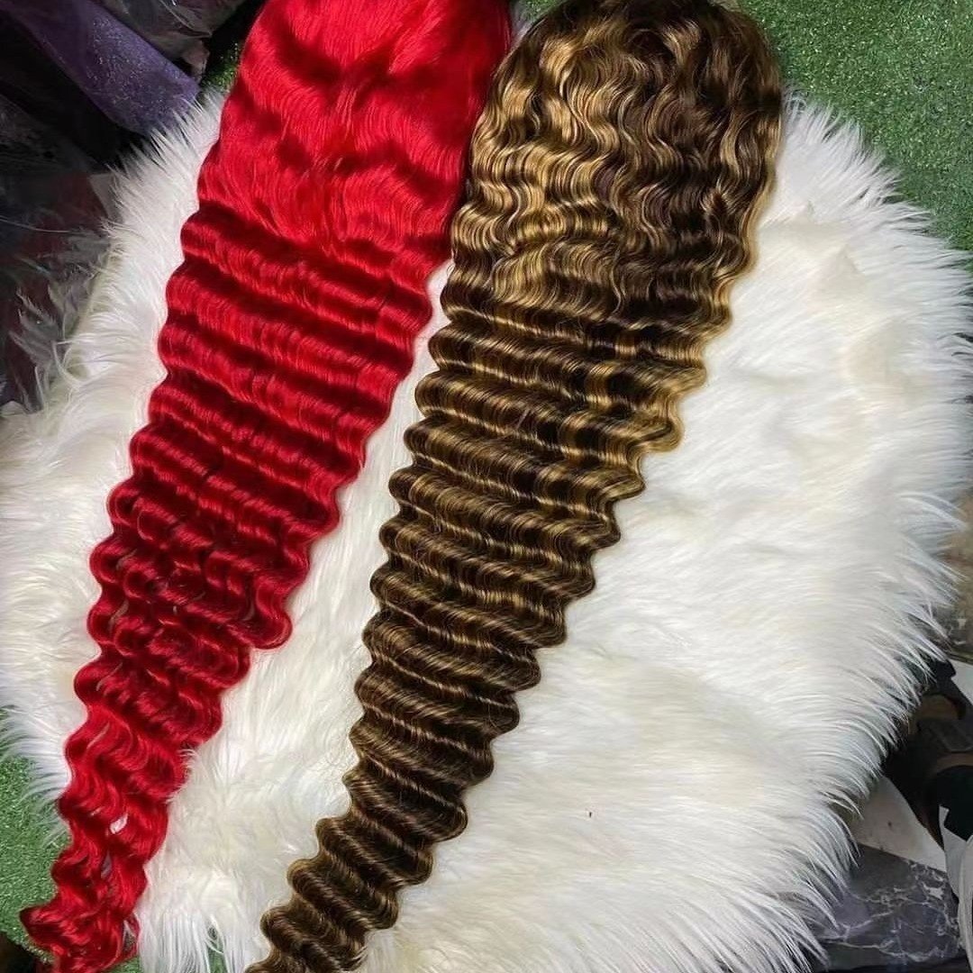 Highlight / 99J 350 Deep wave 100% Human Hair Wig Vendor,HD Lace Front Wig,Raw Virgin Human Hair Lace Front Wigs For Black Women