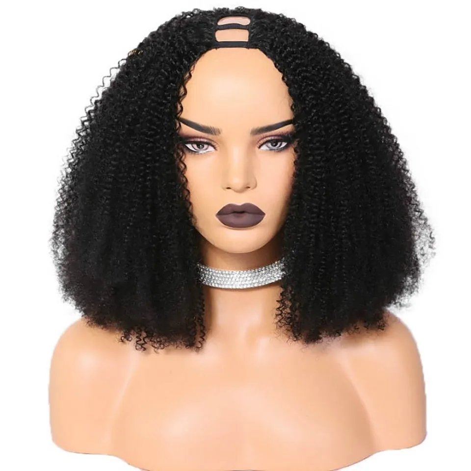 100% Brazilian Human Hair V Part Human Hair Wig No Leave Out Afor Kinky Curly Wigs For Women
