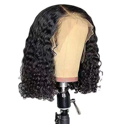 14 inches Brazilian Curly Bob Wig Deep Wave Lace Front Human Hair Wigs Remy Highlight Ombre Afro Wave Hair Extensions