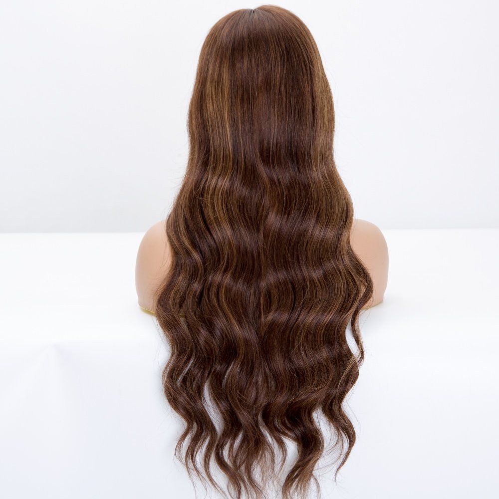 24 Inches Wave Texture 5x5 Mono Hair Wig Highlight Color 100% Brazilian Human Hair Silk Top Women Hair Wig
