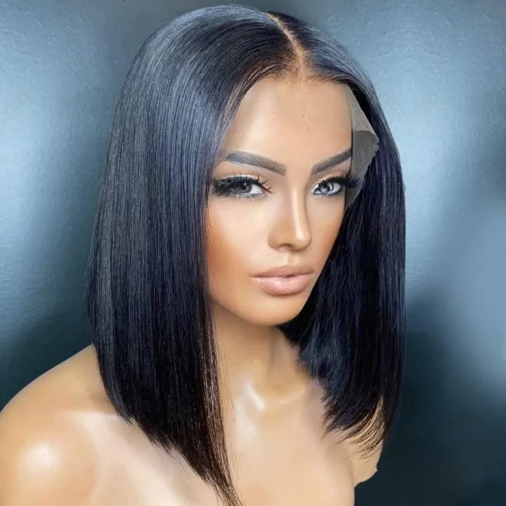 Wholesale Glueless Short Wigs Human Hair Lace Front 13*4 Pre Plucked HD Transparent Raw Indian Hair Bob Wig