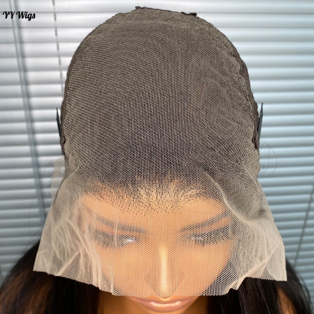 YYWigs Long Natural Black Heat Resistant Fiber Synthetic Futura 13X6 Glueless Lace Front Wigs for Black Women 6inch Deep Part