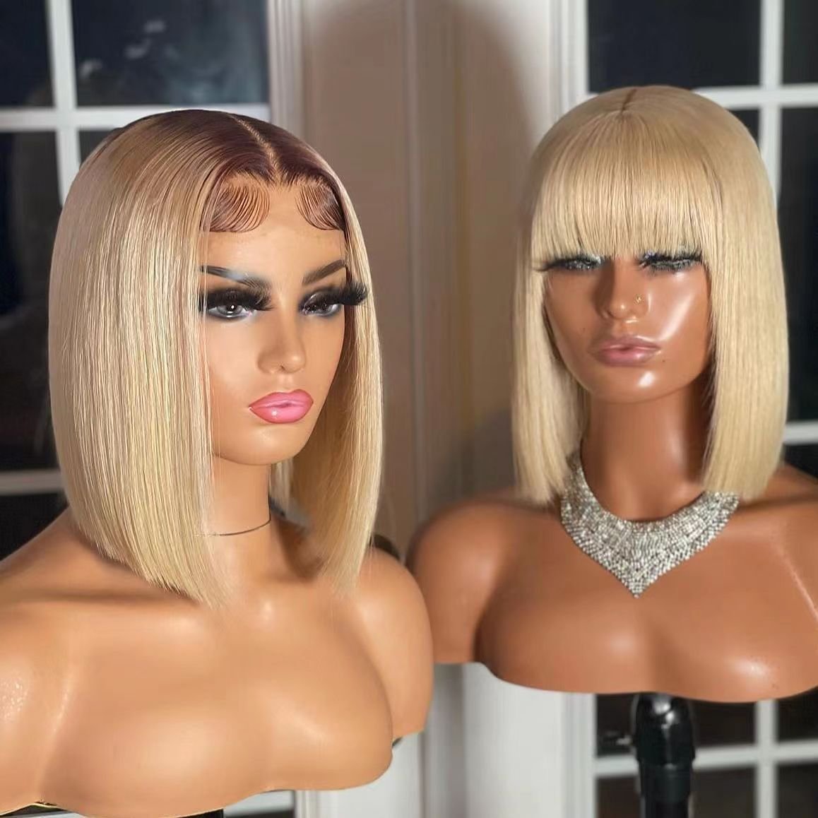 Short Bob Transparent Hd Lace Human Hair Wig P4/27 Piano color Brazilian Hair Bob Wig Closure Short Bob Wigs For Black Women