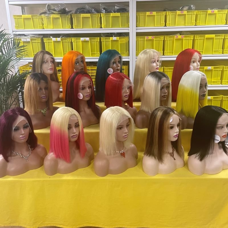 Short Bob Transparent Hd Lace Human Hair Wig P4/27 Piano color Brazilian Hair Bob Wig Closure Short Bob Wigs For Black Women