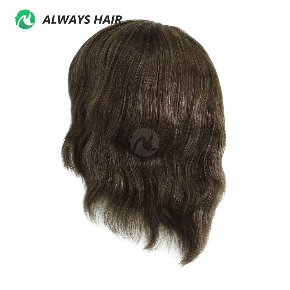 6" Full Head Hair Wig for Men Super Thin Skin Wigs India Hair