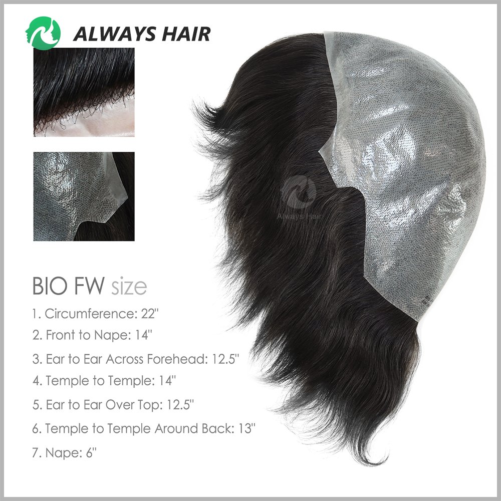 6" Full Head Hair Wig for Men Super Thin Skin Wigs India Hair