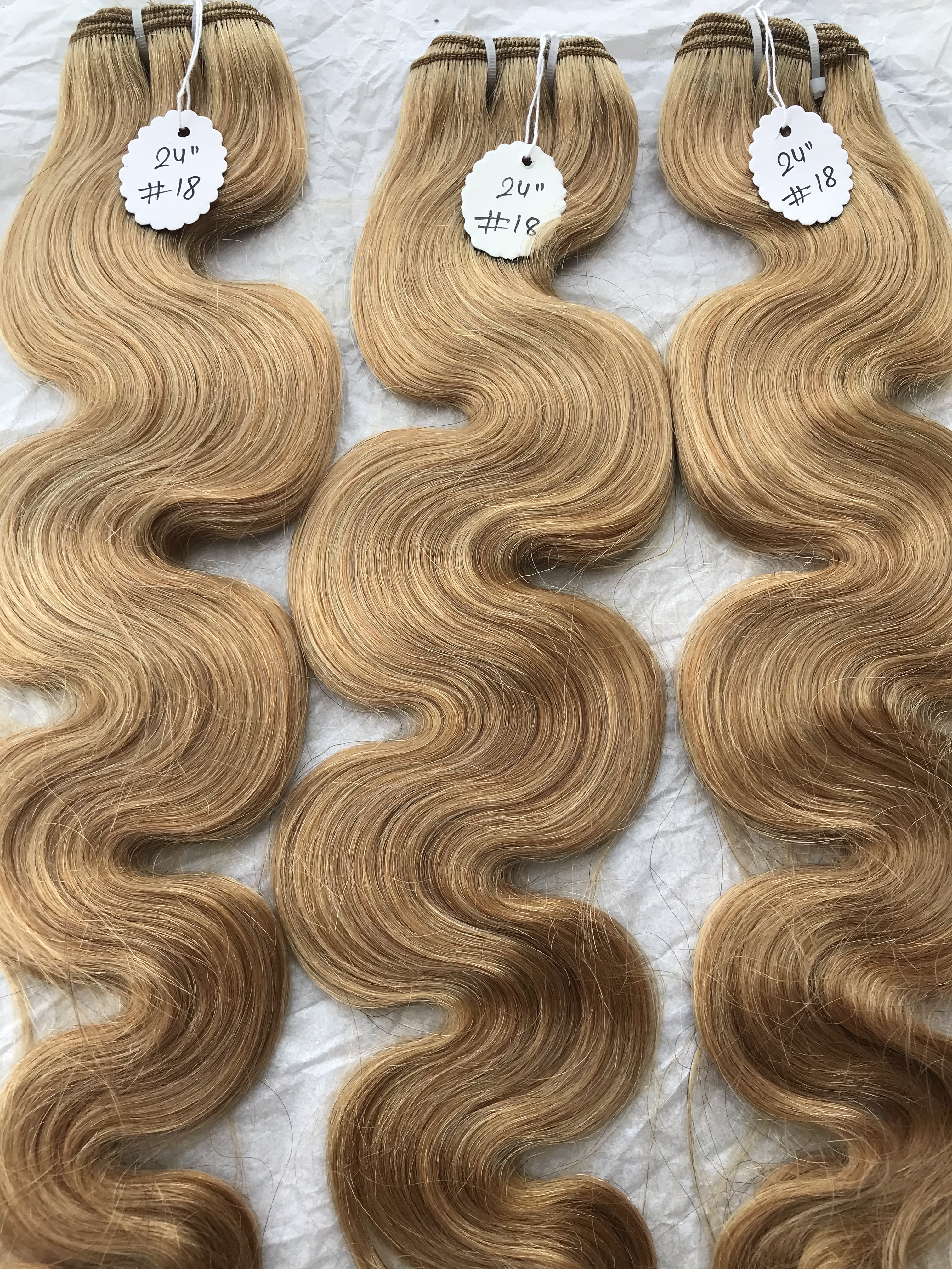 Single Donor Coloured Good Looking And Top Good Quality Body Wave 24" Inch Colour No.#18 Body Wave Human Hair Extensions Bundles