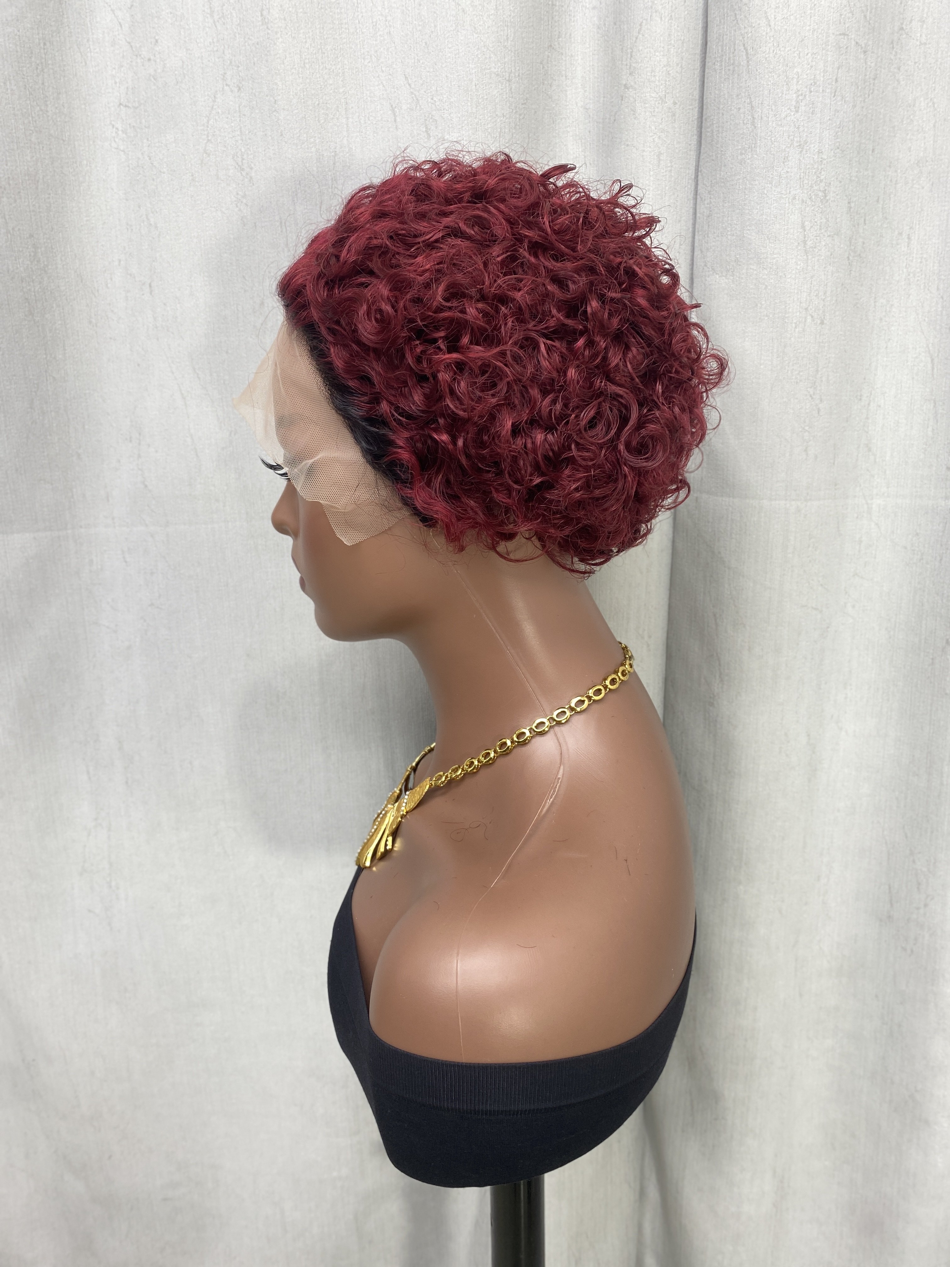RG1488 Virgin Hair 13X1 Front Lace Pixie curly Human Hair Wig colorful wig