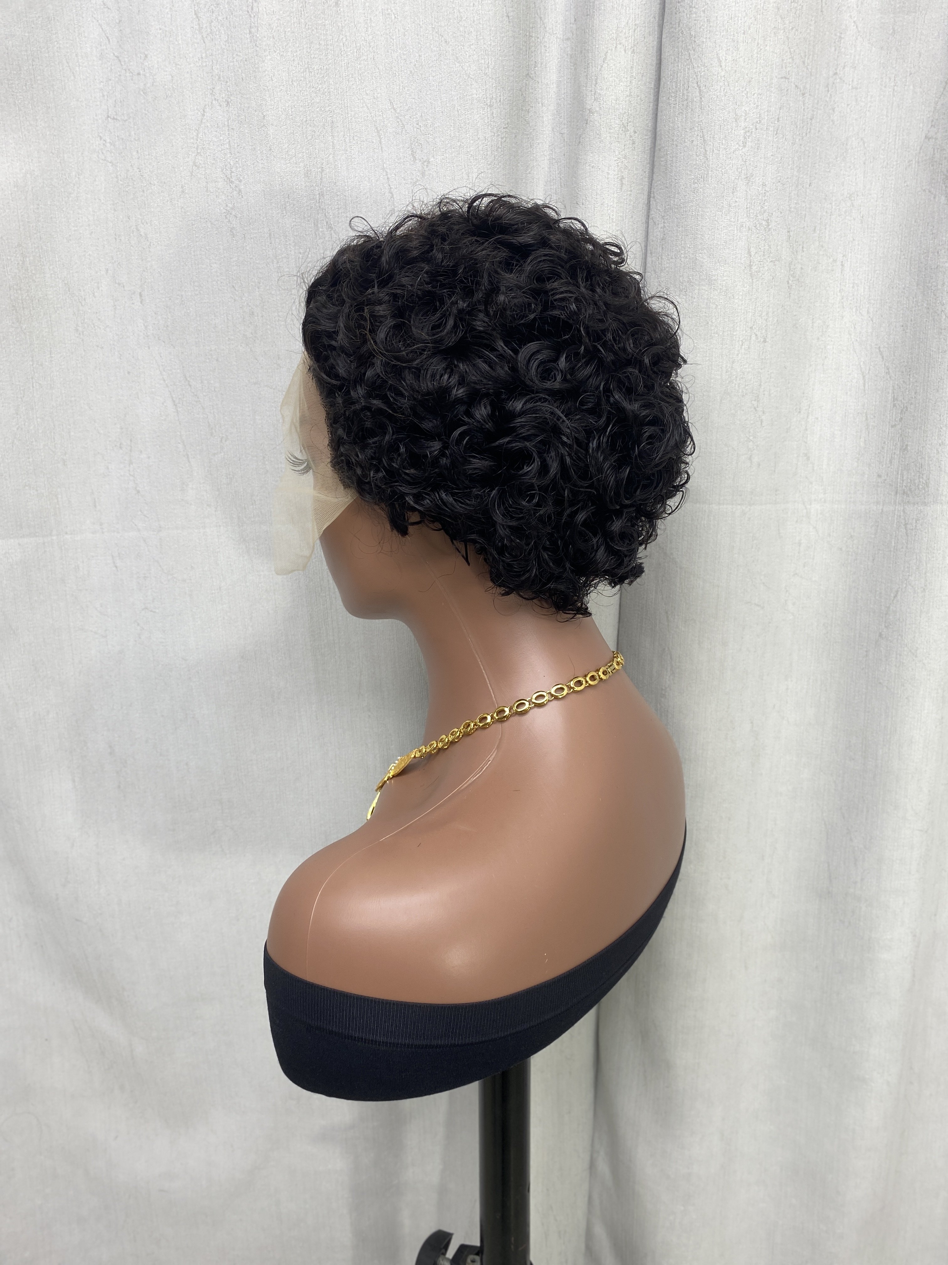 RG1488 Virgin Hair 13X1 Front Lace Pixie curly Human Hair Wig colorful wig