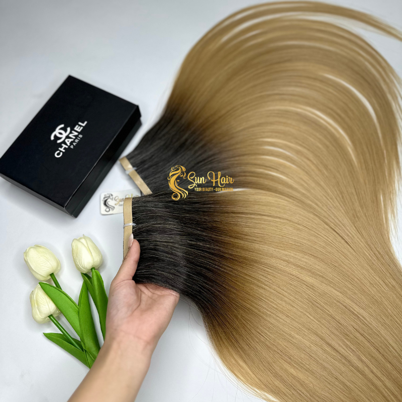 Wholesale Ombre Color Vietnamese Raw Long Tape in Human Hair Extensions 100% Cuticle Aligned TOP 1 Beauty Product for Woman