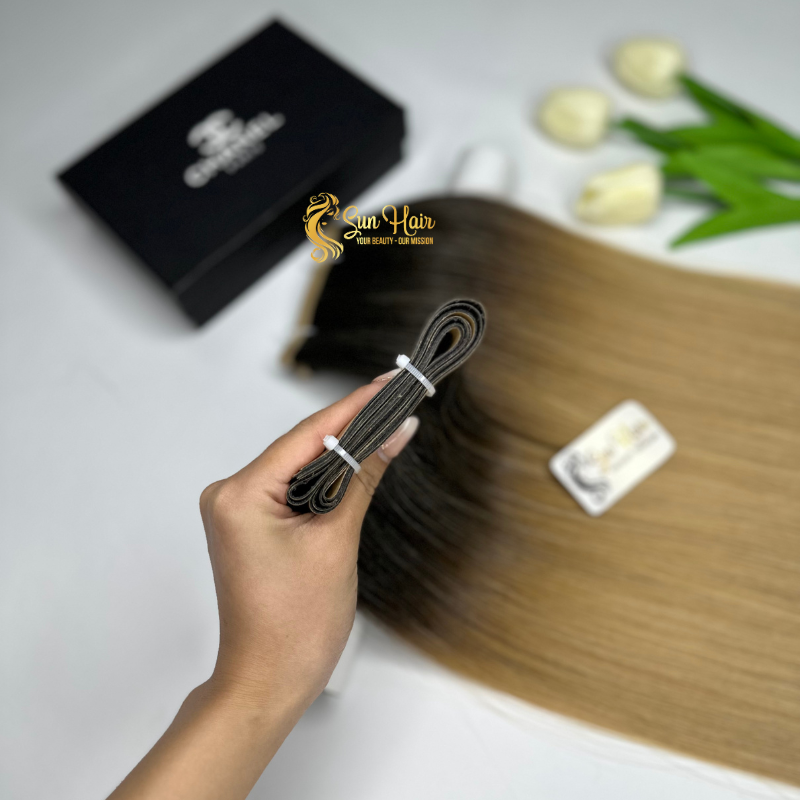 Wholesale Ombre Color Vietnamese Raw Long Tape in Human Hair Extensions 100% Cuticle Aligned TOP 1 Beauty Product for Woman
