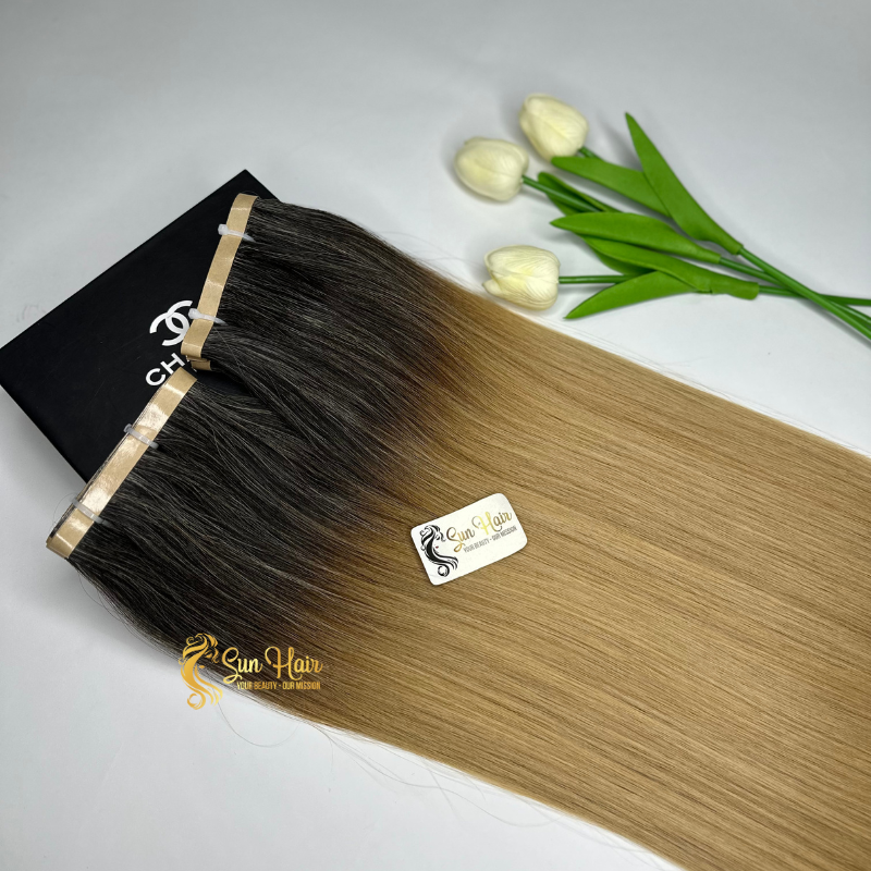 Wholesale Ombre Color Vietnamese Raw Long Tape in Human Hair Extensions 100% Cuticle Aligned TOP 1 Beauty Product for Woman