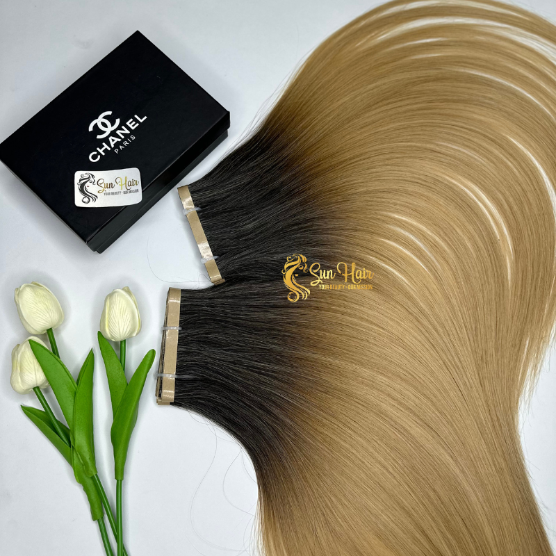 Wholesale Ombre Color Vietnamese Raw Long Tape in Human Hair Extensions 100% Cuticle Aligned TOP 1 Beauty Product for Woman