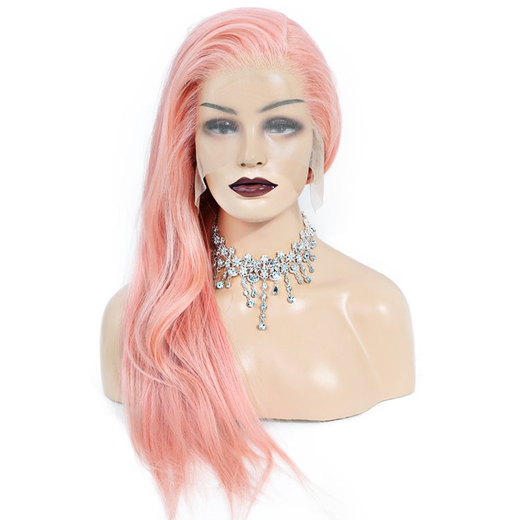 virgin cuticle aligned 100% human hair 360 lace front wig, straight brazilian human hair wigs lace front pink