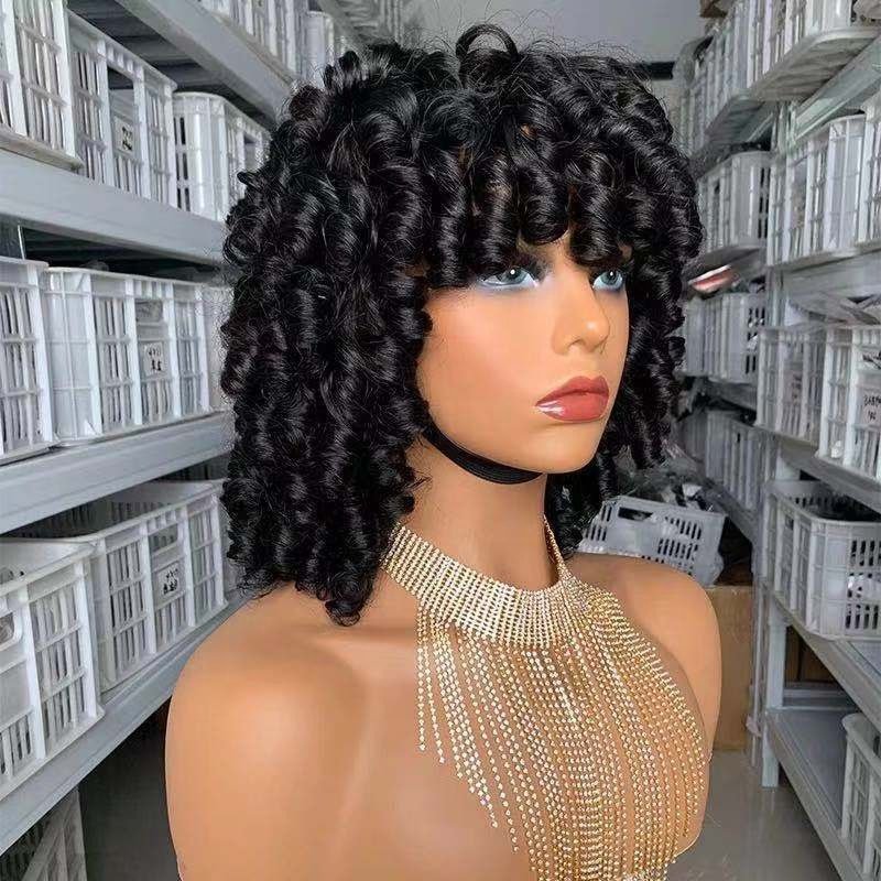 Mayqueen Hair Wholesale Cheap Burgundy Short Bob Wet Curls Brazilian Hair Wig Bouncy Human Hair Wigs in Bulk for Black Women
