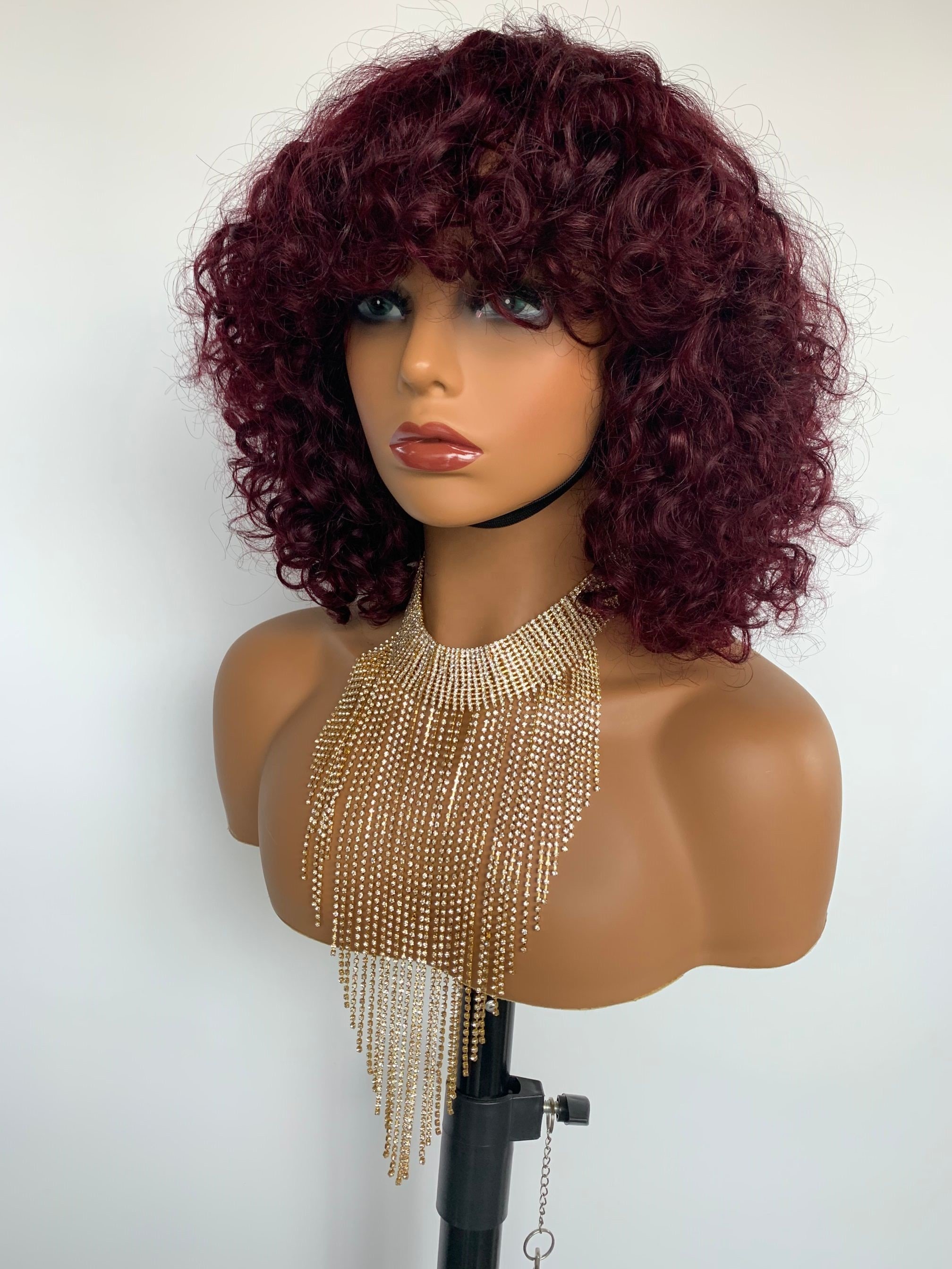 Mayqueen Hair Wholesale Cheap Burgundy Short Bob Wet Curls Brazilian Hair Wig Bouncy Human Hair Wigs in Bulk for Black Women