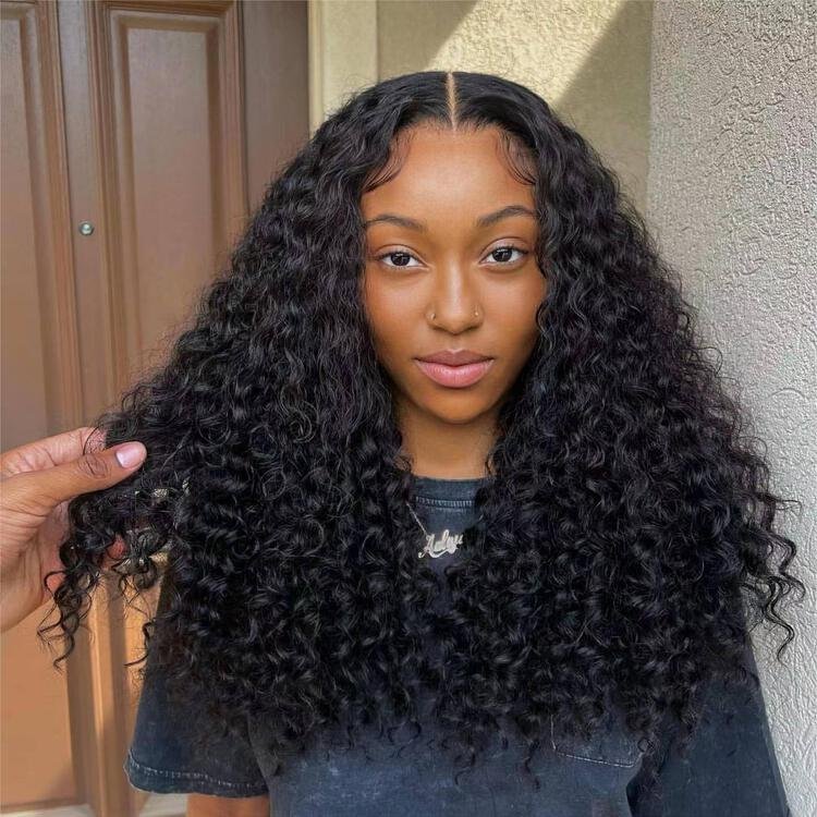 Top Quality Kinky Curly 180% 200% 250% Density 4*4 Transparent Lace Closure 13*4 HD Lace Front Wigs 100% Human Hair Wigs
