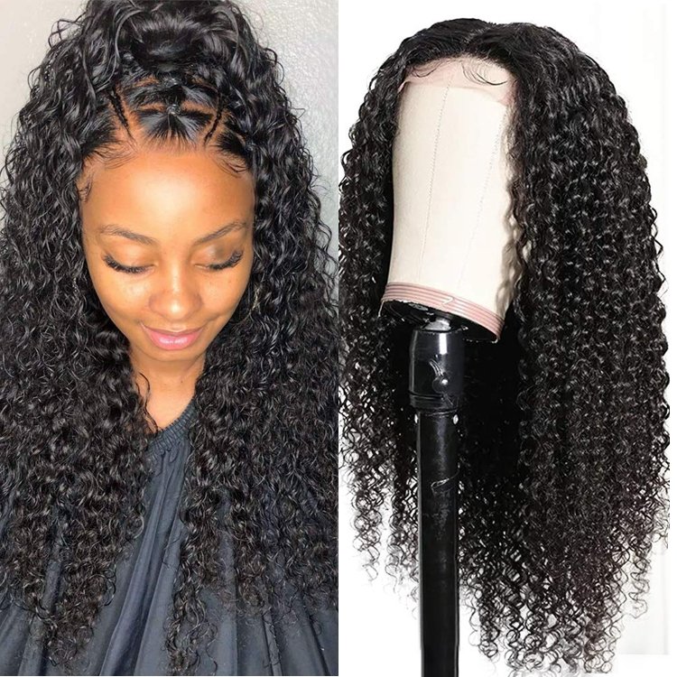 Top Quality Kinky Curly 180% 200% 250% Density 4*4 Transparent Lace Closure 13*4 HD Lace Front Wigs 100% Human Hair Wigs