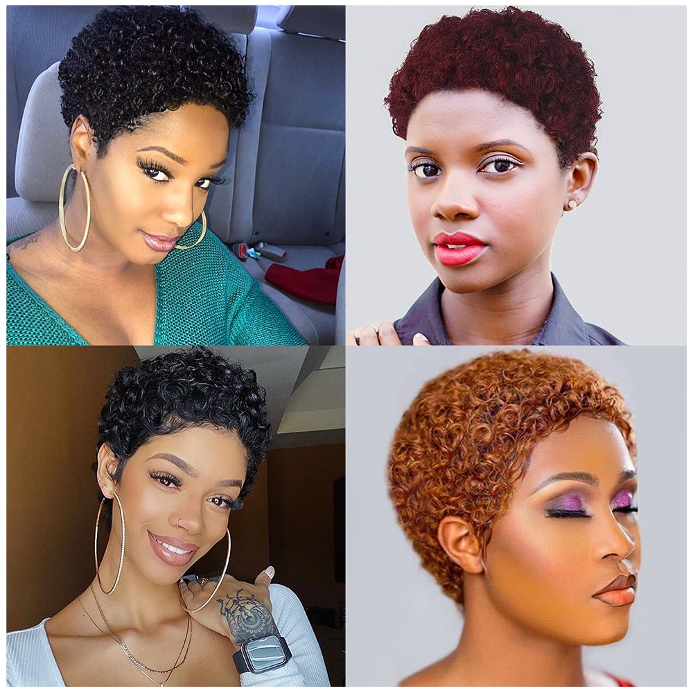 Letsfly Wholesale 100% human hair machine made wig afro short cut wigs 10PCS/lot For women