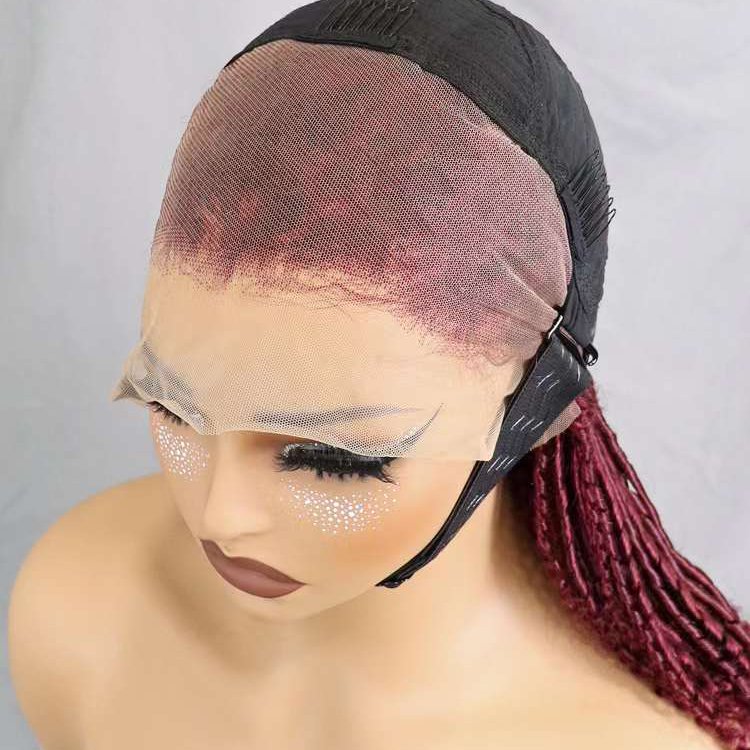 Wholesale Glueless 250% Raw Virgin Hair Cuticle Aligned Human Hair Wig 13x4 Lace Frontal Wig 99j color Small Chopstick Roll Wigs