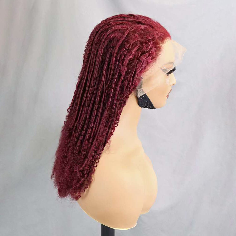 Wholesale Glueless 250% Raw Virgin Hair Cuticle Aligned Human Hair Wig 13x4 Lace Frontal Wig 99j color Small Chopstick Roll Wigs