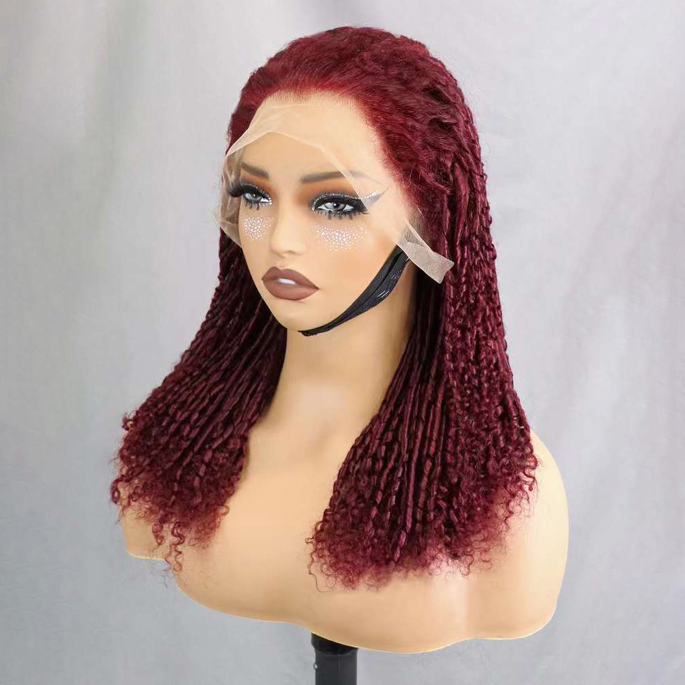 Wholesale Glueless 250% Raw Virgin Hair Cuticle Aligned Human Hair Wig 13x4 Lace Frontal Wig 99j color Small Chopstick Roll Wigs