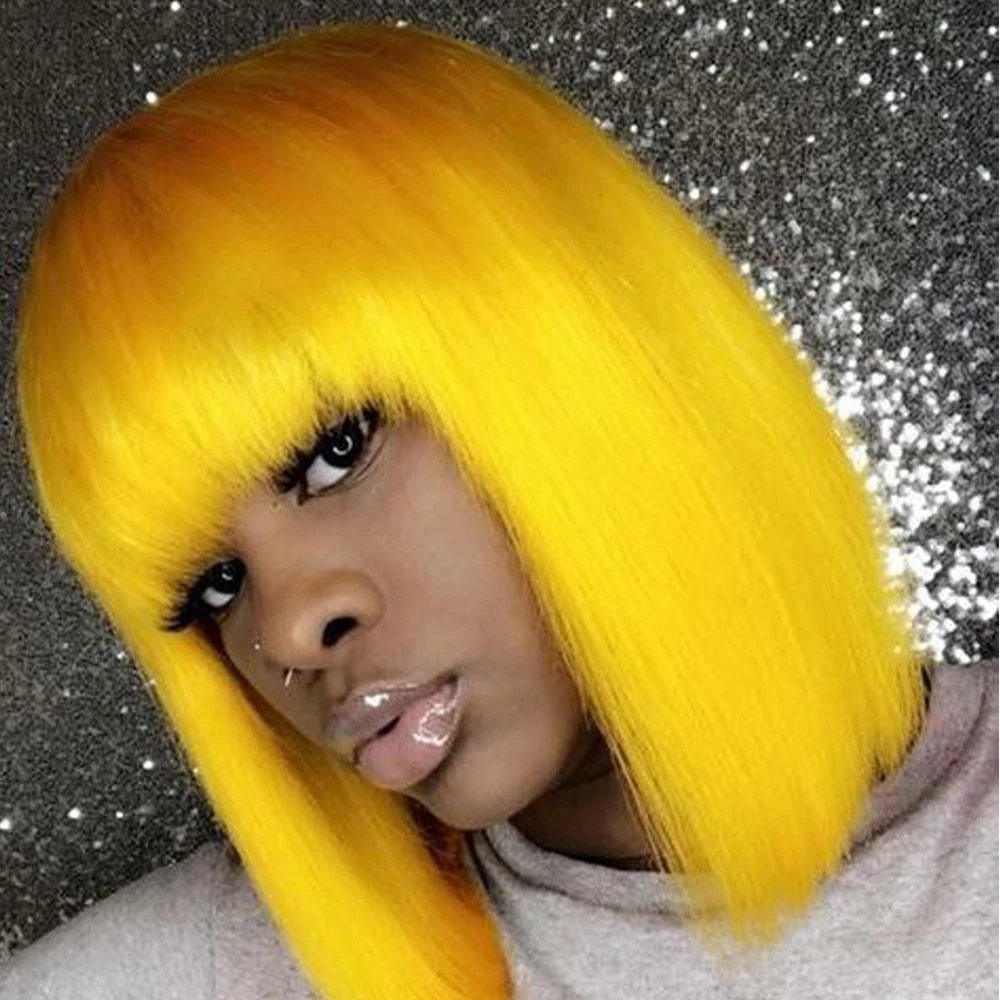 613 Blonde Bob Wig with Bangs Glueless Short Human Hair Wigs With Bangs Brazilian Straight Hair Short Bob Wigs