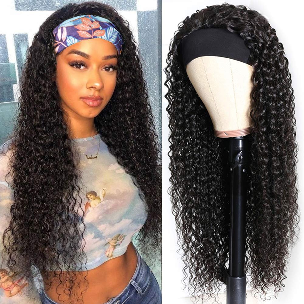 Cheep deep body wave light yaki curly brazilian headband vigin pixie short bob cut human hair wig with black headband
