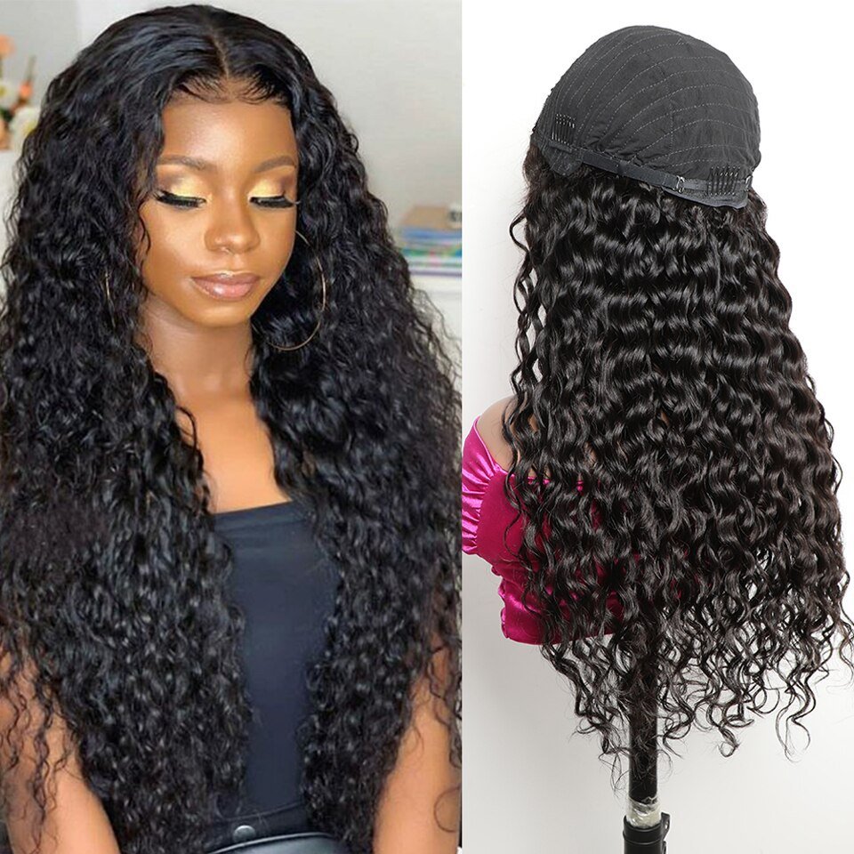 Remy Curly V Part Wig No Leave Out Human Hair Wigs for Women V Shape Kinky Curly Wig Thin Part Glueless Brazilian Long