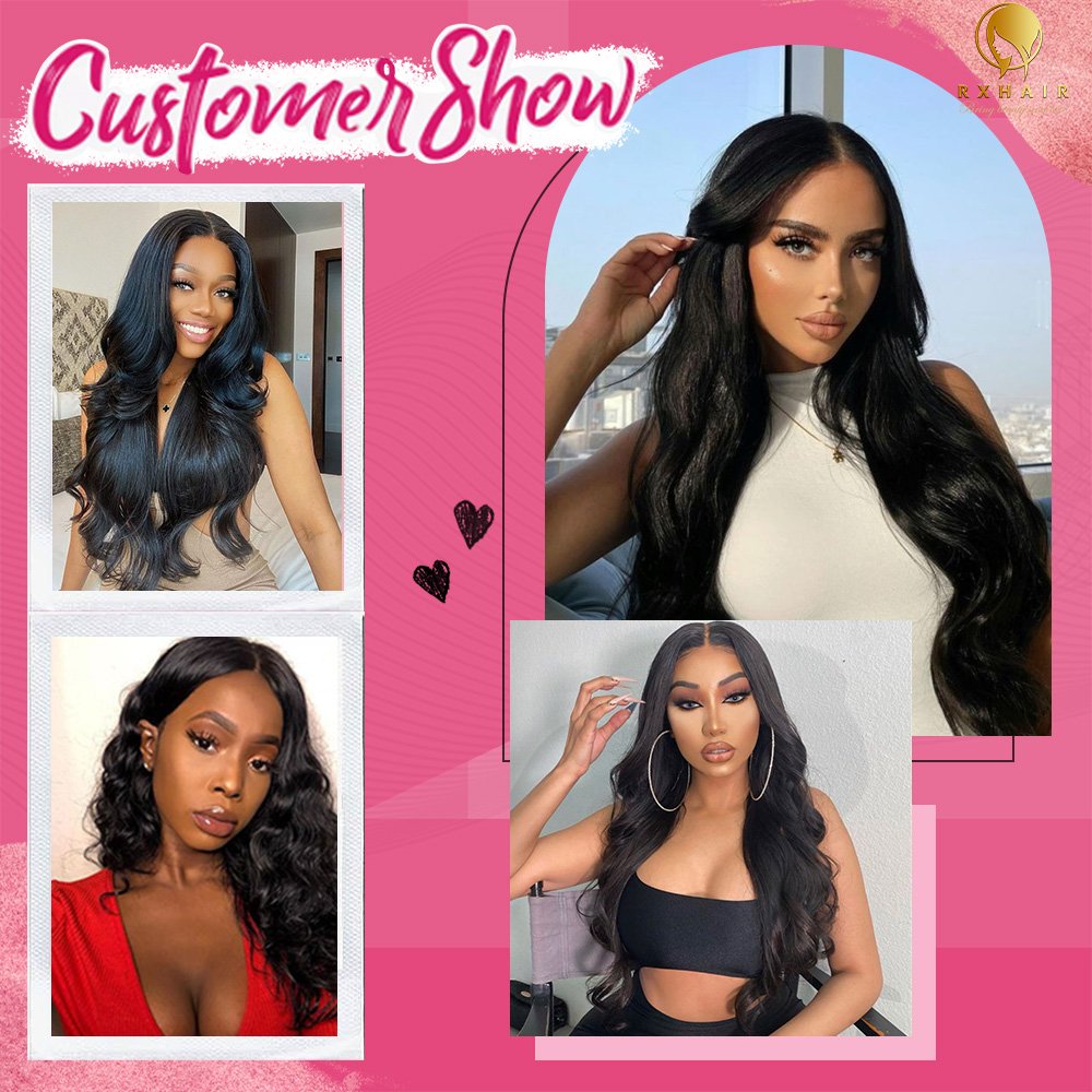 RXHAIR Natural Looking V Part Wigs Human Hair High Quality Body Wave 100% Real Virgin Hair Wig