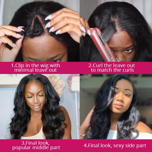 RXHAIR Natural Looking V Part Wigs Human Hair High Quality Body Wave 100% Real Virgin Hair Wig