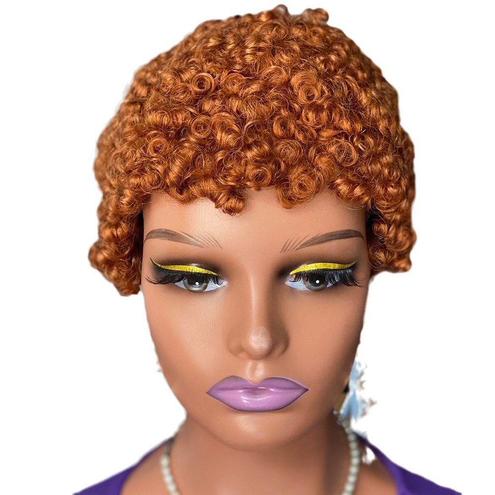 2024 Hot Sale 22.5 Inch Afro Wigs Nature Colors Black Brown Short Curly Human Hair Wigs For Women